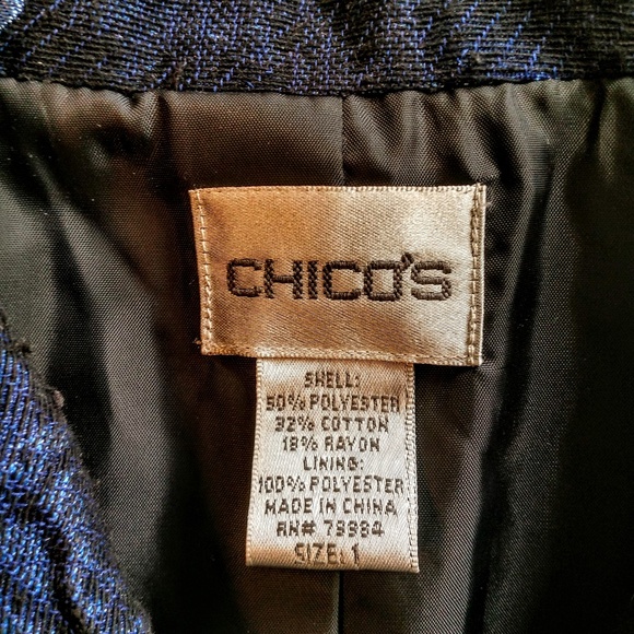 Chico's Beautiful Blue Brocade Jacket - Picture 3 of 7